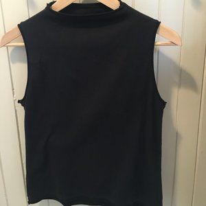 Elizabeth Suzann X Alabama Chanin sleeveless James mock neck, black, size M.